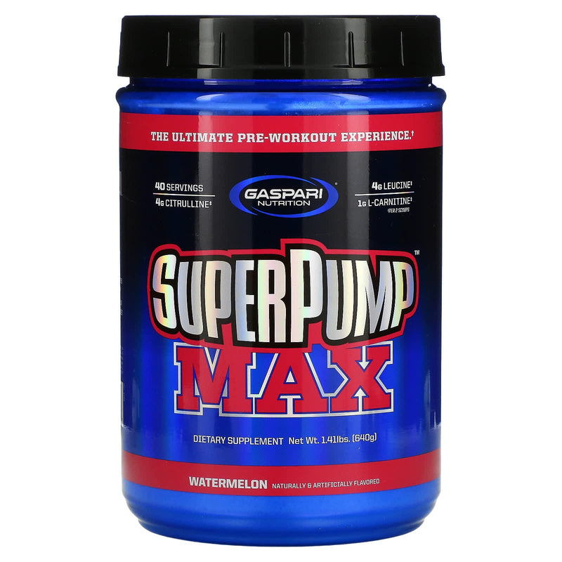 Gaspari Nutrition SuperPump MAX 640g Watermelon Pre-Workout Drink Powder | High-Quality Nitric Oxide Boosters | MySupplementShop.co.uk