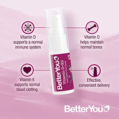 BetterYou Vitamin D + K2 Kids' Daily Oral Spray, Blueberry and bubblegum flavour | High-Quality Children's Health | MySupplementShop.co.uk