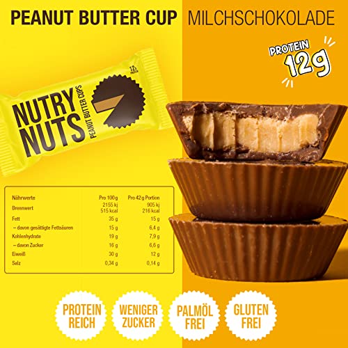 Nutry Nuts Milk Chocolate Peanut Butter Cups 12x42g Original | High-Quality High Protein | MySupplementShop.co.uk