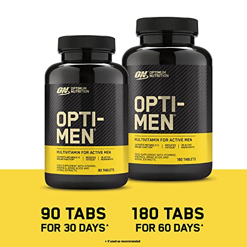 Optimum Nutrition Opti-Men Multivitamin Supplements for Men with Vitamin D Vitamin C Vitamin A and Amino Acids 30 Servings 90 Capsules | High-Quality Combination Multivitamins & Minerals | MySupplementShop.co.uk