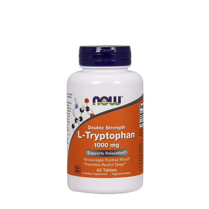 NOW Foods L-Tryptophan, 1000mg Double Strength - 60 tabs - Amino Acids and BCAAs at MySupplementShop by NOW Foods