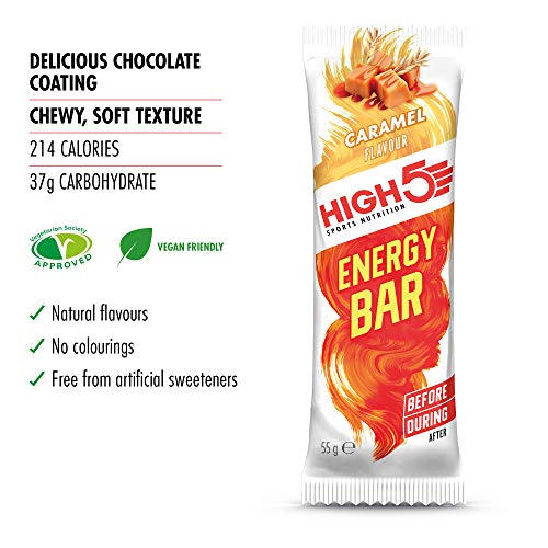 HIGH5 Energy Bar Real Fruits Soft Bar No Artificial Sweeteners (Caramel 25 x 55g) | High-Quality Endurance & Energy | MySupplementShop.co.uk