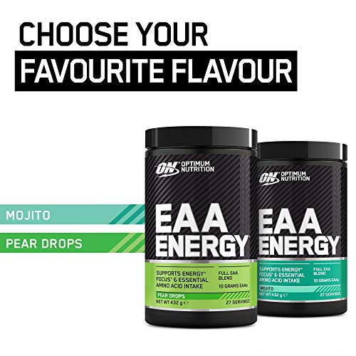 Optimum Nutrition ON EAA Energy Full Essential Amino Acids Blend with Caffeine Sugar Free EAA Powder for Energy and Focus Pear Drops 27 Servings 432 g | High-Quality Acetyl-L-Carnitine | MySupplementShop.co.uk