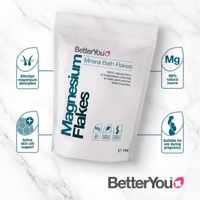 BetterYou Magnesium Flakes Bag 1kg | High-Quality Bath & Shower | MySupplementShop.co.uk