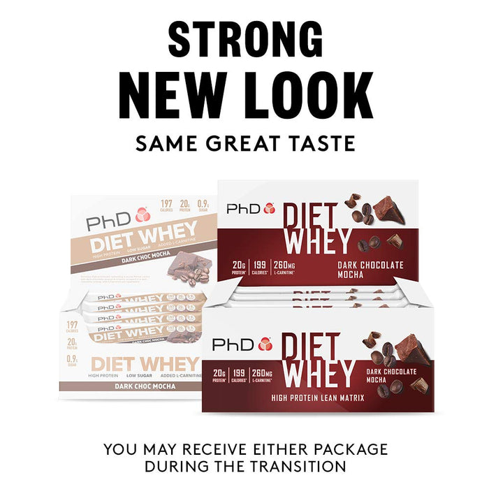 PhD Diet Whey Bar, Dark Chocolate Mocha - 12 bars | High-Quality Protein Bars | MySupplementShop.co.uk