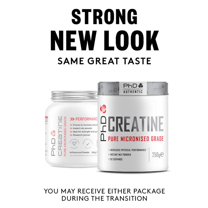 PhD Creatine Monohydrate, Unflavoured - 250 grams | High-Quality Creatine Supplements | MySupplementShop.co.uk