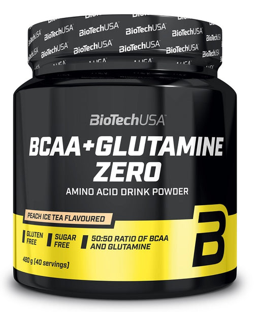 BioTechUSA BCAA + Glutamine Zero, Peach Ice Tea - 480 grams | High-Quality Amino Acids and BCAAs | MySupplementShop.co.uk