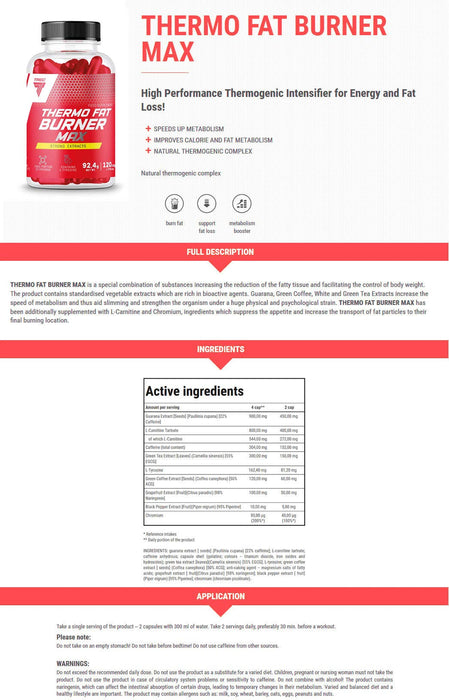 Trec Nutrition Thermo - 120 caps - Slimming and Weight Management at MySupplementShop by Trec Nutrition