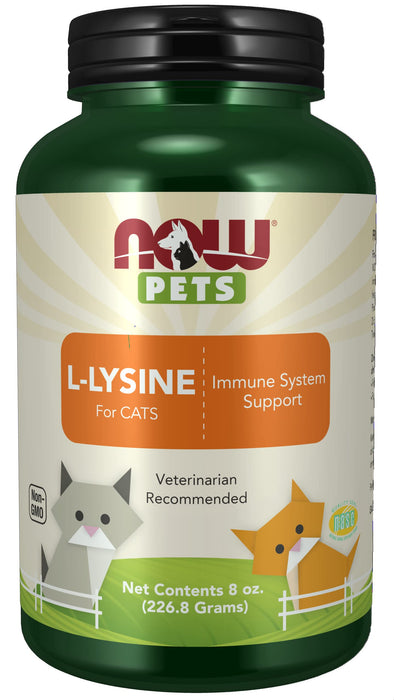 NOW Foods Pets, L-Lysine for Cats - 226g | High-Quality Pet supplements | MySupplementShop.co.uk