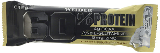 Weider 60% Protein Bar, Cookies & Cream - 24 bars - Protein Bars at MySupplementShop by Weider