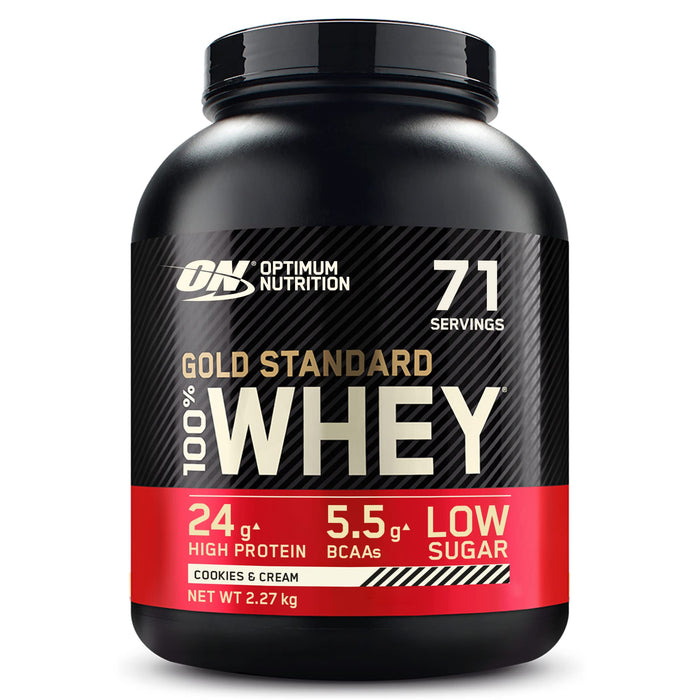 Optimum Nutrition Gold Standard 100% Whey, Cookies & Cream - 2270 grams | High-Quality Protein | MySupplementShop.co.uk