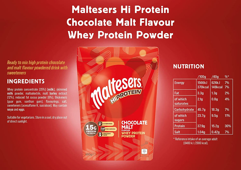 Maltesers Protein Powder 480g | High-Quality Whey Proteins | MySupplementShop.co.uk