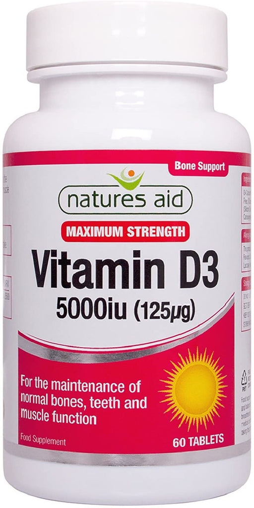 Natures Aid Vitamin D3 5000iu High Strength 60 Tablets - Natures Aid at MySupplementShop by Natures Aid