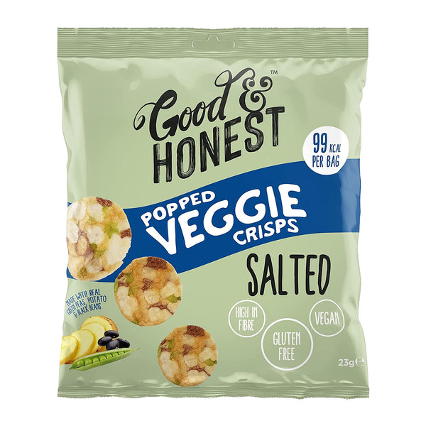 Good & Honest Popped Veggie Pea Crisps 24x23g Salted - Multipack at MySupplementShop by Good & Honest