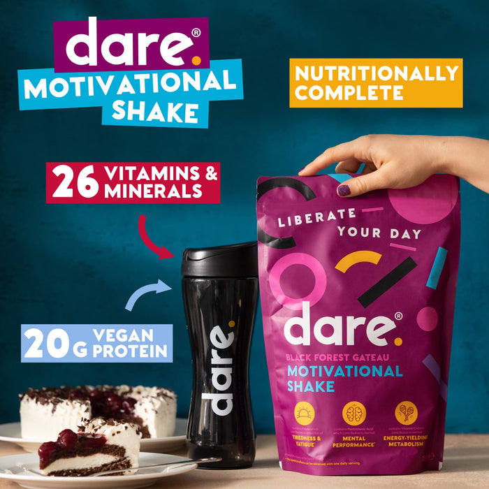 dare. Motivational Shake 750g Black Forest Gateau | High-Quality Plant Proteins | MySupplementShop.co.uk