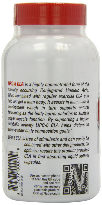 Nutrex Lipo-6 CLA - 180 softgels | High-Quality Omegas, EFAs, CLA, Oils | MySupplementShop.co.uk