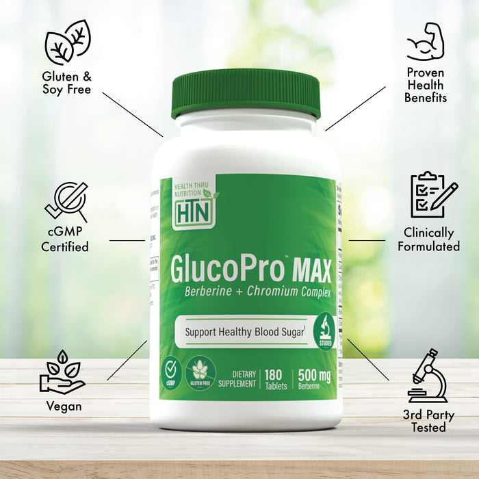 Health Thru Nutrition GlucoPro Max - 180 tabs | High-Quality Multiminerals | MySupplementShop.co.uk