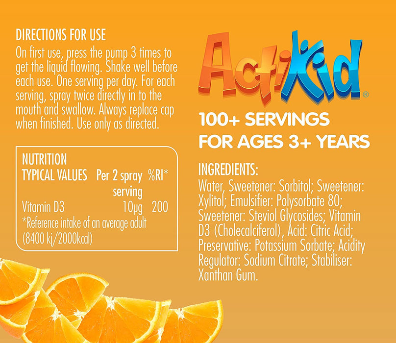 ActiKid Vitamin D3 Oral Spray 3 years plus - 30ml | High-Quality Vitamins & Supplements | MySupplementShop.co.uk