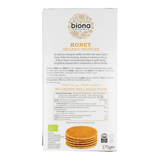 Biona Organic Honey Syrup Waffles 175g | High-Quality Health Foods | MySupplementShop.co.uk