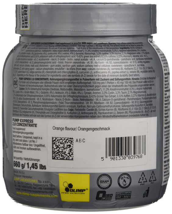 Olimp Nutrition Pump Express 2.0, Orange - 660 grams | High-Quality Pre & Post Workout | MySupplementShop.co.uk