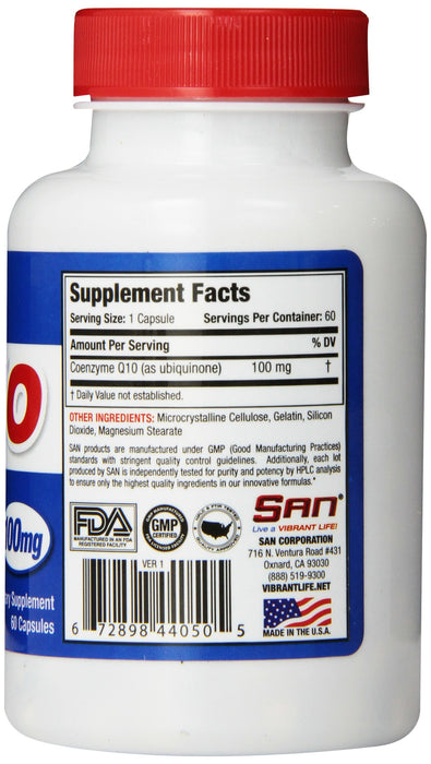 SAN CoQ10, 100mg - 60 caps - Health and Wellbeing at MySupplementShop by SAN