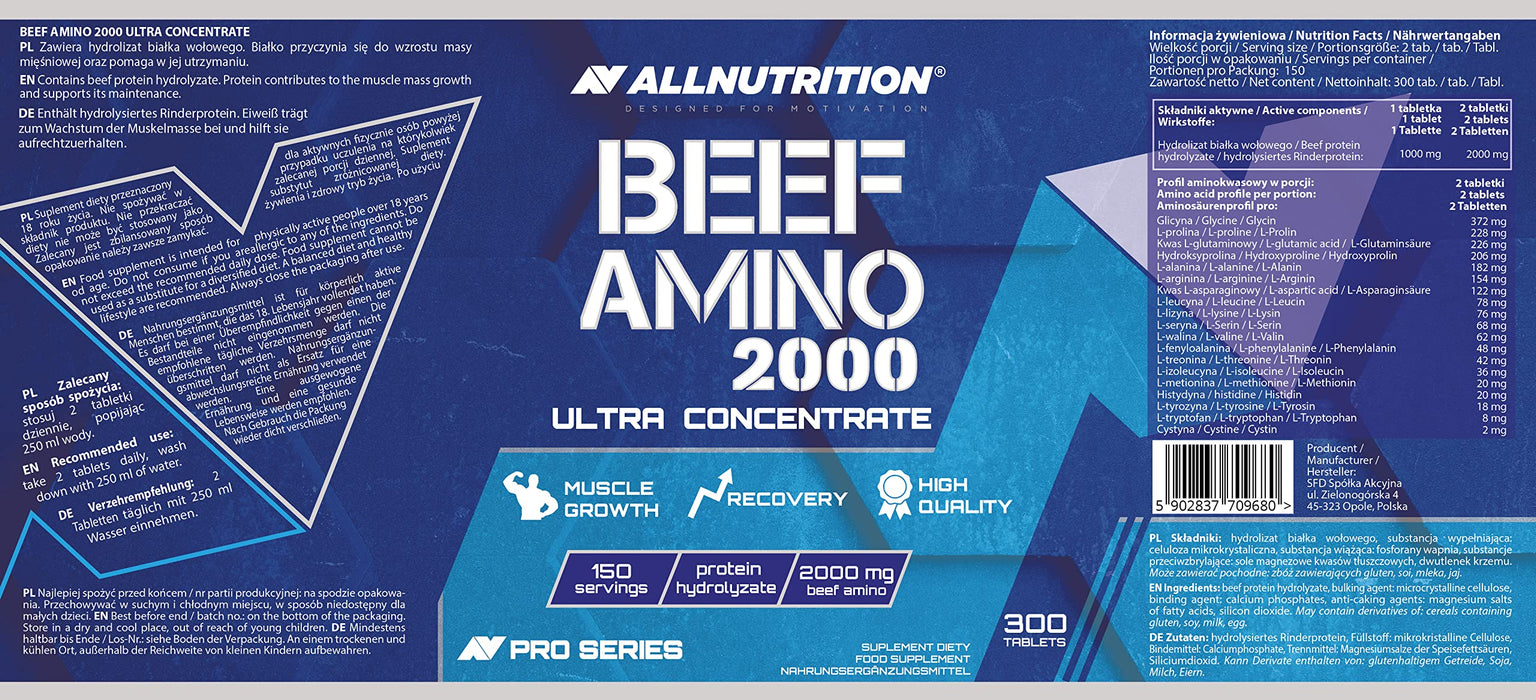 Allnutrition Beef Amino 2000 - 300 tablets | High-Quality Amino Acids and BCAAs | MySupplementShop.co.uk