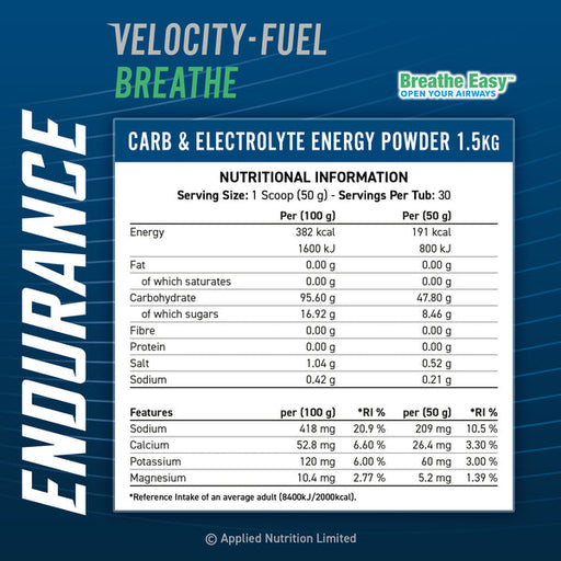 Applied Nutrition Endurance Carb &amp; Electrolyte Energy (Breathe) 1.5kg Orange Burst - Endurance at MySupplementShop by Applied Nutrition