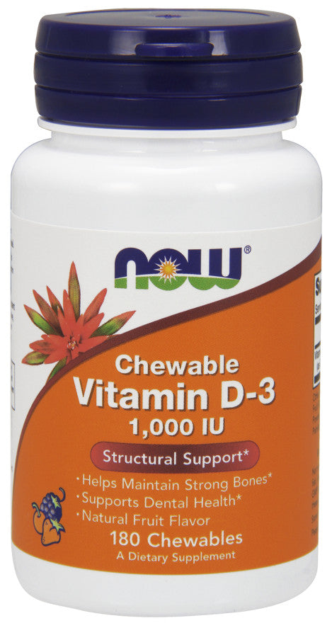 NOW Foods Vitamin D-3, 1000 IU (Chewable) - 180 chewables - Vitamins &amp; Minerals at MySupplementShop by NOW Foods