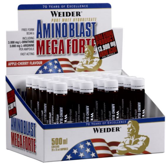 Weider Amino Blast Mega Forte, Apple-Cherry - 20 x 25 ml. - Amino Acids and BCAAs at MySupplementShop by Weider