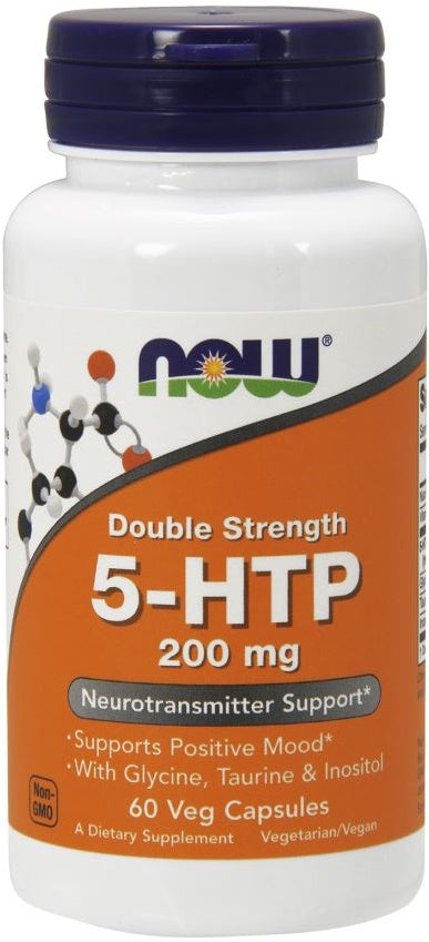 NOW Foods 5-HTP with Glycine Taurine &amp; Inositol, 200mg - 60 vcaps - Health and Wellbeing at MySupplementShop by NOW Foods