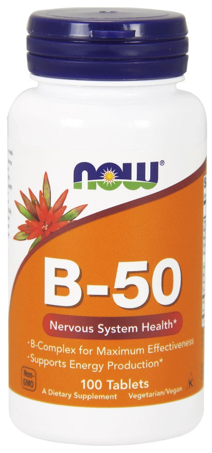 NOW Foods Vitamin B-50 - 100 tablets | High-Quality Vitamins & Minerals | MySupplementShop.co.uk