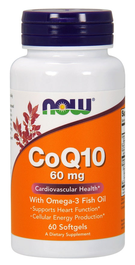 NOW Foods CoQ10 with Omega-3, 60mg with - 60 softgels | High-Quality Health and Wellbeing | MySupplementShop.co.uk