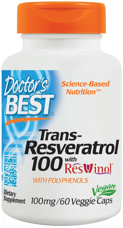 Doctor's Best Trans-Resveratrol with ResVinol-25, 100mg - 60 vcaps | High-Quality Resveratrol | MySupplementShop.co.uk