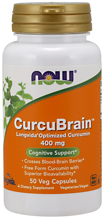 NOW Foods CurcuBrain, 400mg - 50 vcaps - Health and Wellbeing at MySupplementShop by NOW Foods