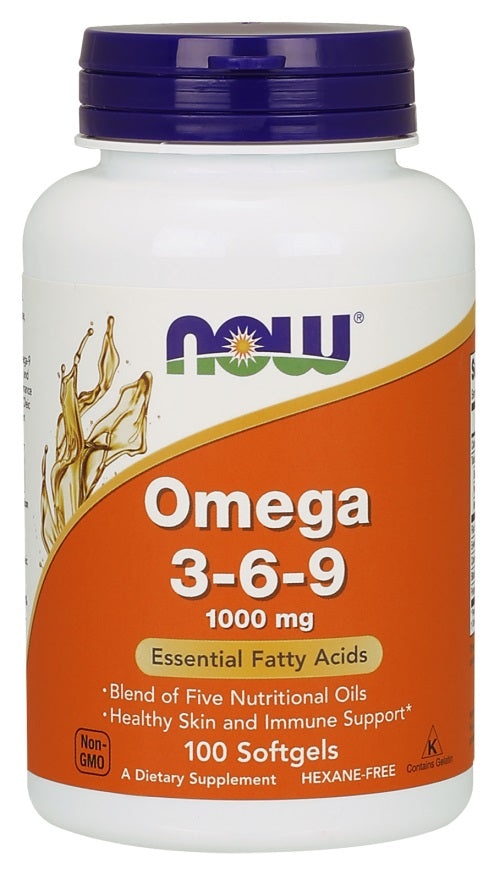 NOW Foods Omega 3-6-9, 1000mg - 100 softgel | High-Quality Essential Fatty Acids | MySupplementShop.co.uk