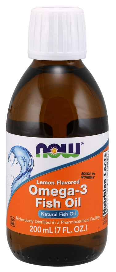 NOW Foods Omega-3 Fish Oil Liquid, Lemon - 200 ml. | High-Quality Fish Oils | MySupplementShop.co.uk