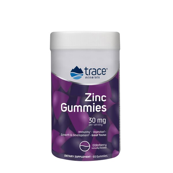 Trace Minerals Zinc Gummies, 30mg, Elderberry - 60 gummies | High Quality Minerals and Vitamins Supplements at MYSUPPLEMENTSHOP.co.uk