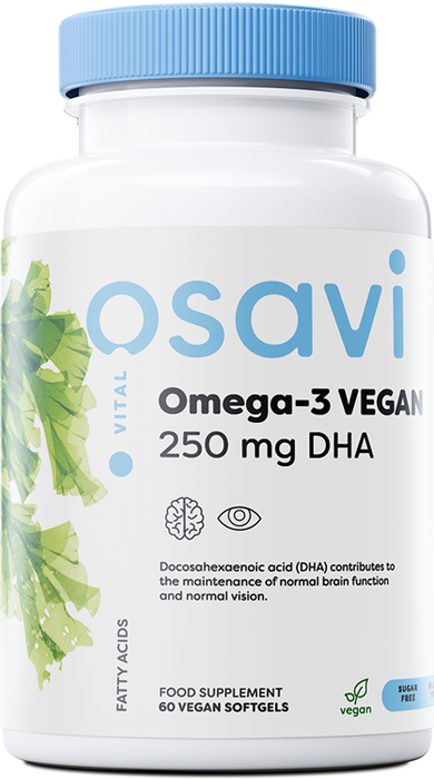 Osavi Omega-3 Vegan, 250mg DHA - 60 vegan softgels - Omegas, EFAs, CLA, Oils at MySupplementShop by Osavi