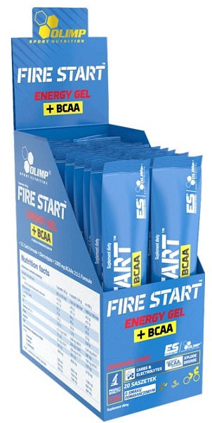 Olimp Nutrition Fire Start Energy Gel + BCAA, Orange - 20 sachets | High-Quality Amino Acids and BCAAs | MySupplementShop.co.uk