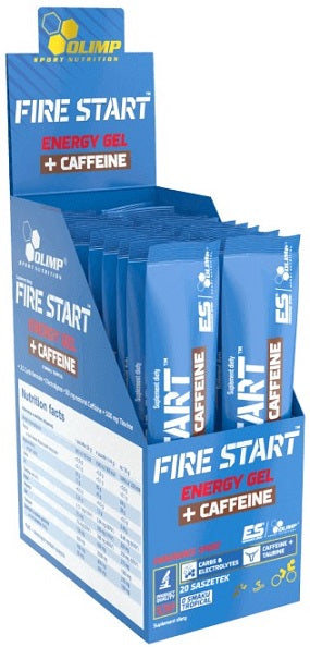 Olimp Nutrition Fire Start Energy Gel + Caffeine, Blackcurrant - 20 sachets | High-Quality Pre & Post Workout | MySupplementShop.co.uk