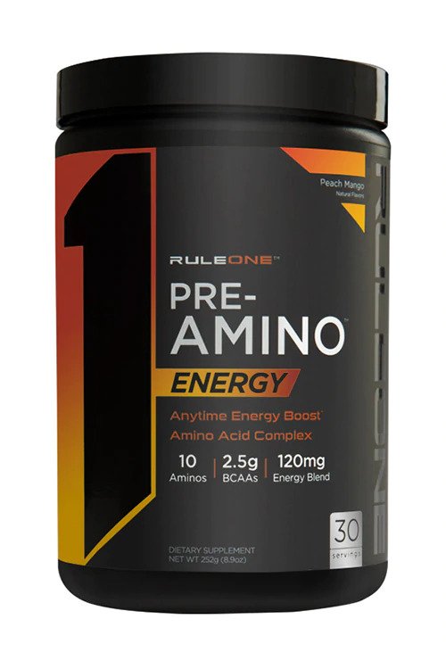 Rule One Pre-Amino Energy, Peach Mango - 252 grams | High-Quality Amino Acids and BCAAs | MySupplementShop.co.uk