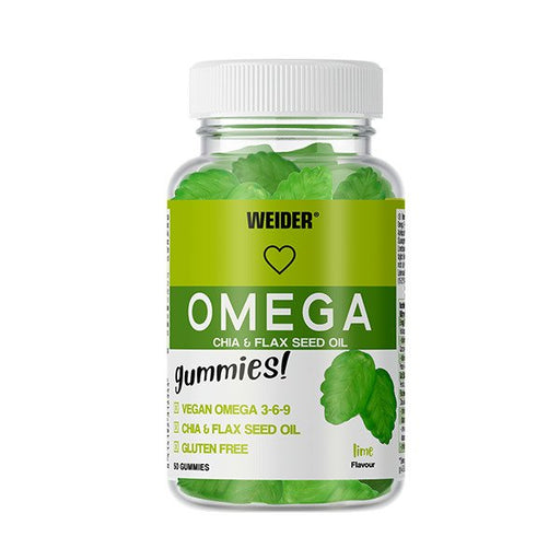 Weider Omega Gummies, Lime - 50 gummies | High-Quality Omegas, EFAs, CLA, Oils | MySupplementShop.co.uk