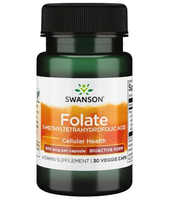 Swanson Folate (5-Methyltetrahydrofolic Acid), 400mcg - 30 vcaps - Vitamins & Minerals at MySupplementShop by Swanson