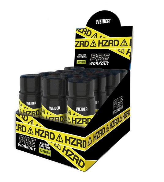 Weider HZRD Pre Workout Shot, Citrus - 12 x 60 ml. | High-Quality Pre & Post Workout | MySupplementShop.co.uk