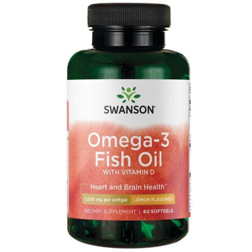 Swanson Omega-3 Fish Oil with Vitamin D, Lemon - 60 softgels | High-Quality Joint Support | MySupplementShop.co.uk