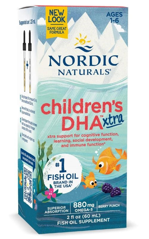 Nordic Naturals Children's DHA Xtra, 880mg (Berry Punch) - 60 ml. | High-Quality DHA | MySupplementShop.co.uk